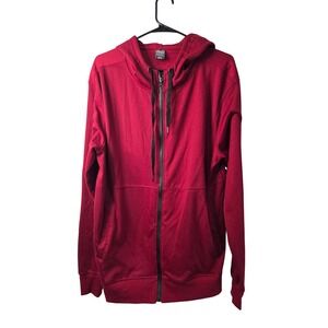 Bleecker & Mercer Mens Cotton Blend Red Full Zip Hoodie Sweatshirt Large RN93981
